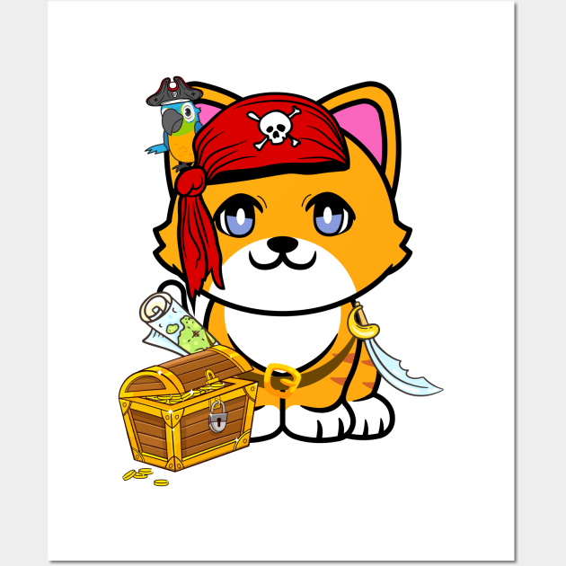 Cute orange cat is a pirate Wall Art by Pet Station